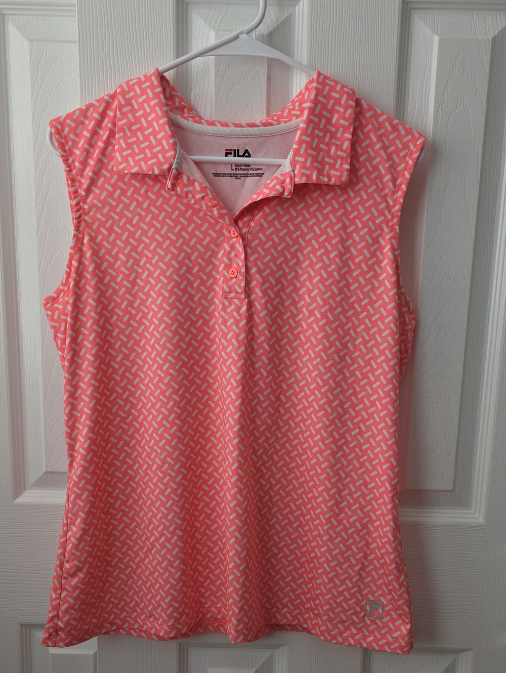Fila Coral Geometric Sleeveless Button-Down Polo
